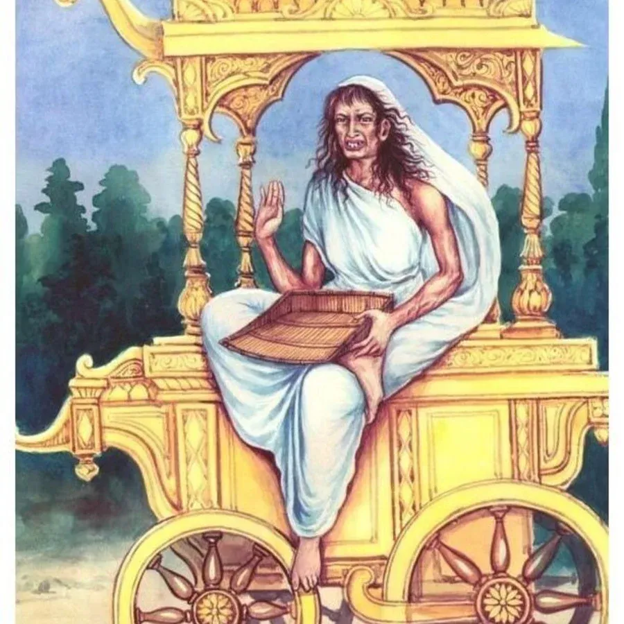 Maa Dhumavati Devi holding winnowing basket on chariot - Shatru Vinashini and 7th Mahavidya